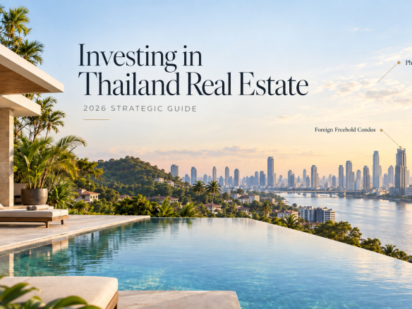 Guide d'investissement immobilier en Thaïlande : propriétés de luxe et panorama urbain de Bangkok