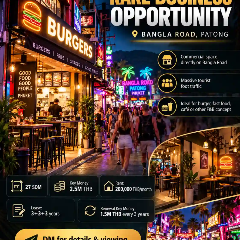 Bangla Road Commercial Space for Lease in Patong – 27 sqm