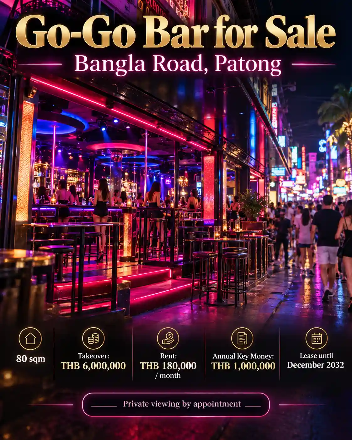 Bar à hôtesses Bangla Road à vendre à Patong, Phuket – illustration promotionnelle d'un établissement de vie nocturne