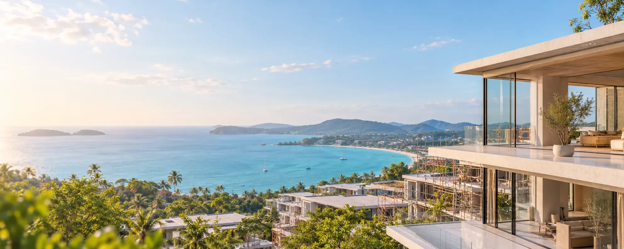 Achat sur plan à Phuket – résidences côtières modernes en construction avec vue sur la mer d'Andaman