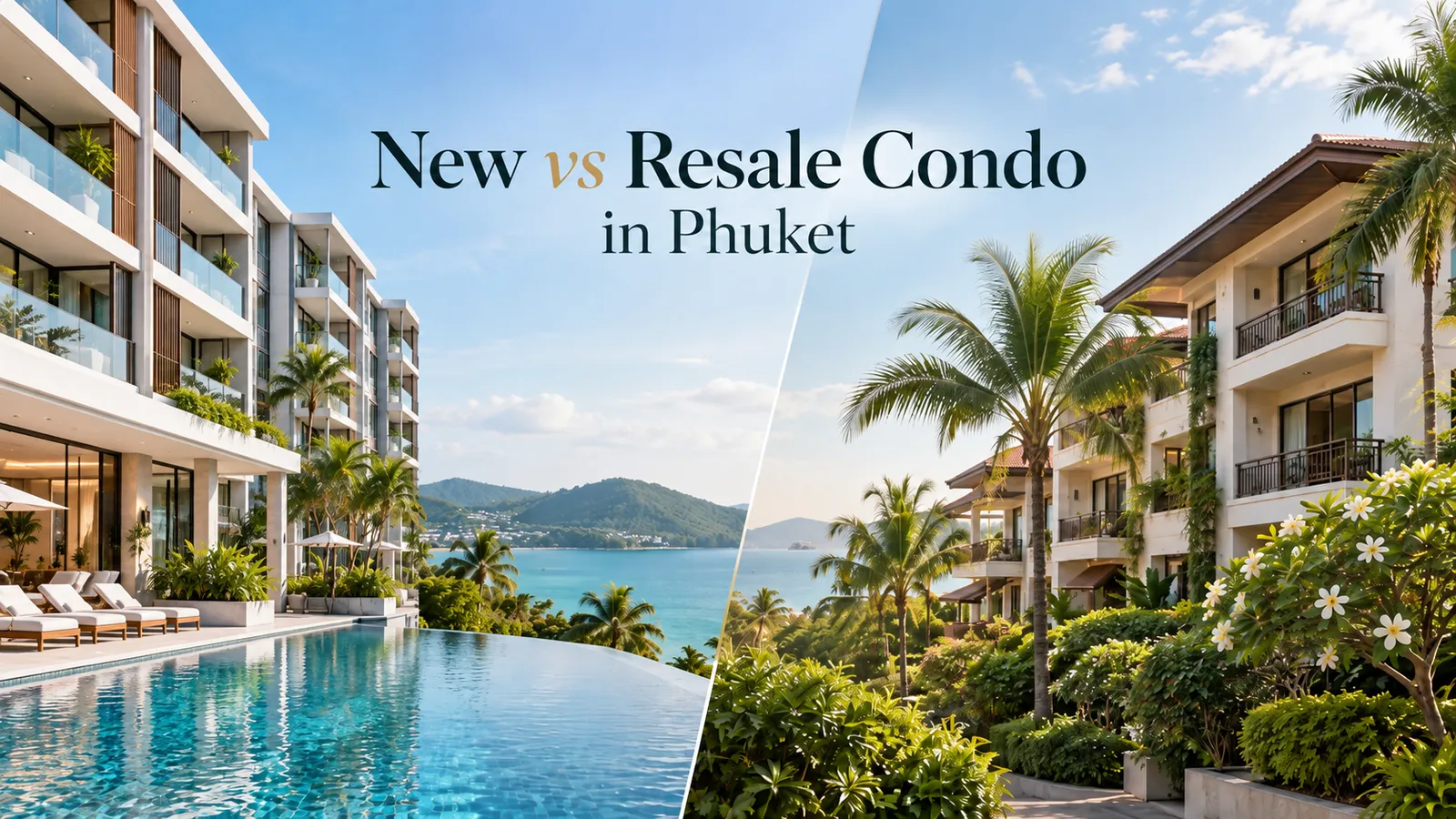 Appartements neufs ou d'occasion à Phuket : comparaison entre un appartement moderne et un bien immobilier d'occasion plus ancien.
