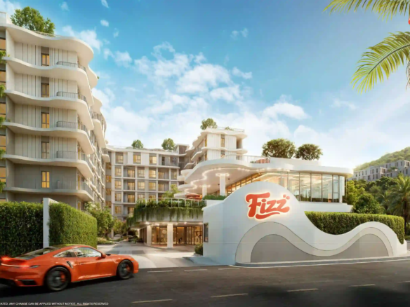 Le complexe de condominiums Title Fizz Kata Beach à Phuket propose une architecture tropicale moderne et un style de vie de villégiature.